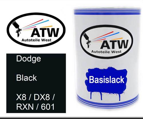 Dodge, Black, X8 / DX8 / RXN / 601: 500ml Lackdose, von ATW Autoteile West.